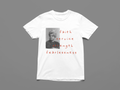 Vintage White t-shirt with a printed Vivekananda Design and text on a gray background